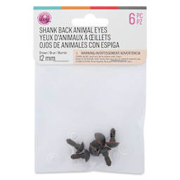 Cousin DIY Shank Back Animal Eyes - Pkg of 6, Animal Brown, 12 mm front of packaging
