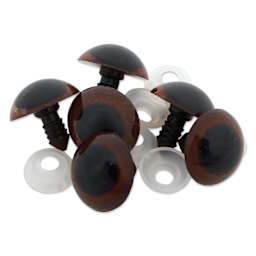 Cousin DIY Shank Back Animal Eyes - Pkg of 6, Animal Brown, 20 mm