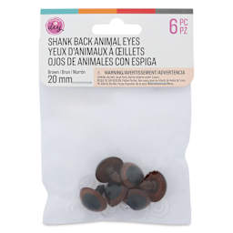 Cousin DIY Shank Back Animal Eyes - Pkg of 6, Animal Brown, 20 mm front of packaging