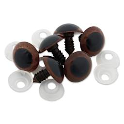 Cousin DIY Shank Back Animal Eyes - Pkg of 6, Animal Brown, 18 mm