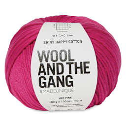 Wool and the Gang Shiny Happy Cotton Yarn - Hot Pink, 155 yds