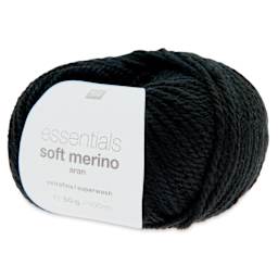 Rico Design Essentials Soft Merino Aran Yarn - Black, 109 yds
