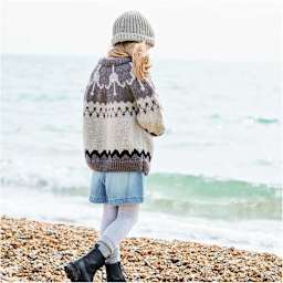 Rico Design Essentials Soft Merino Aran Yarn - Black, 109 yds shown in completed sweater project's design
