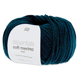 Rico Design Essentials Soft Merino Aran Yarn - Dark Teal, 109 yds