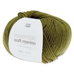 Rico Design Essentials Soft Merino Aran Yarn - Olive, 109 yds