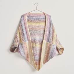 Rico Design Creative Painted Power Cotton DK Yarn - Fresh Pink. 100 g showing complete cocoon cardigan project