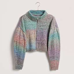 Rico Design Creative Painted Power Cotton DK Yarn - Deep Ocean. 100 g showing completed jacket project