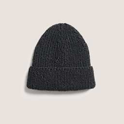 Rico Design Soft Alpaca Yarn - Black, 137 yds showing completed hat project