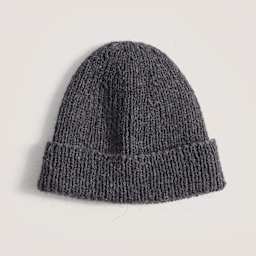 Rico Design Soft Alpaca Yarn - Slate, 137 yds showing completed hat project