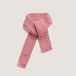 Rico Design Soft Alpaca Yarn - Pink, 137 yds showing completed scarf project
