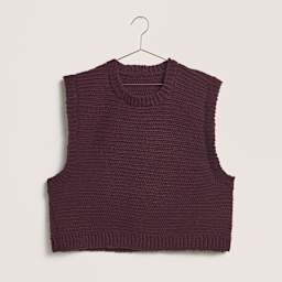 Rico Design Soft Alpaca Yarn - Burgundy, 137 yds showing completed shirt project