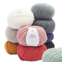 Rico Design Soft Alpaca Yarn optional colors stacked together