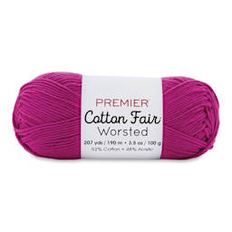 Premier Yarn Cotton Fair Worsted Yarn - Fuchsia, 207 yds