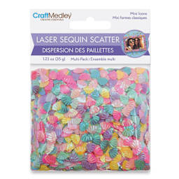 Craft Medley Mini Laser Sequin Scatter - Seashell, 1.23 oz front of packaging