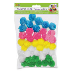 Krafty Kids Yarn Pom Poms - Pastel, 1", Package of 40 (In packaging)