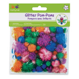 Krafty Kids Tinsel Pom Poms - Glitter, Package of 75 (In packaging)