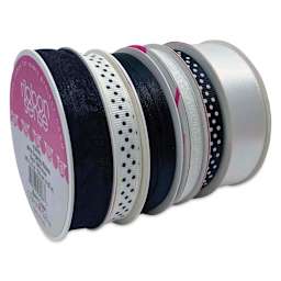 Morex Ribbon Assortments - Black/White, Set of 6 Rolls