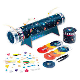 Djeco Do It Yourself Space Immersion Kaleidoscope Kit (Sample completed kaleidoscope with kit contents)