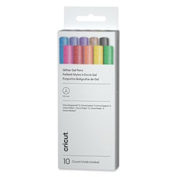 Cricut Gel Pen Set - Set of 10, Rainbow Glitter, 0.8 mm front of packaging