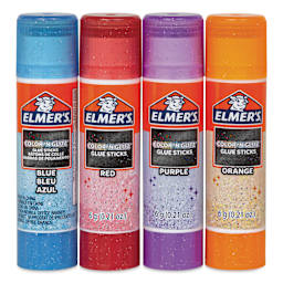 Elmer's Color n Glitz Glitter Glue Sticks - 6 g, Pkg of 4 - with caps on