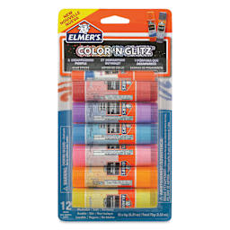 Elmer's Color n Glitz Glitter Glue Sticks - 6 g, Pkg of 12 - front of packaging