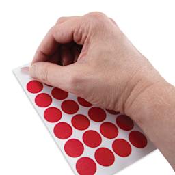 Charles Leonard Color Coding Labels - Pkg of 1000, Red, 3/4" being peeled