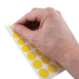 Charles Leonard Color Coding Labels - Pkg of 1000, Yellow, 3/4" being peeled