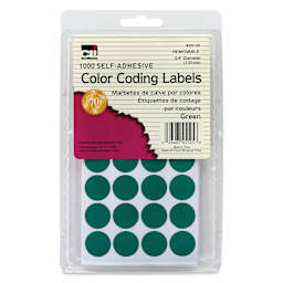 Charles Leonard Color Coding Labels - Pkg of 1000, Green, 3/4" front of packaging