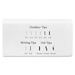 Tom's Studio Lumos Replacement Tips - Full Creative Set of 11, packaging showing tip lines