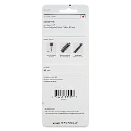 Uni-Ball Jetstream Ballpoint Pens - Blue, 1 mm, Pkg of 3, back of the packaging