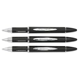 Uni-Ball Jetstream Ballpoint Pens - Blue, 1 mm, Pkg of 3, laid out with caps off