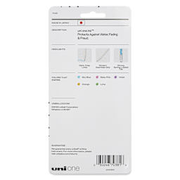 Uni-Ball One Retractable Gel Pens - Assorted Colors, Pkg of 5, back of the packaging