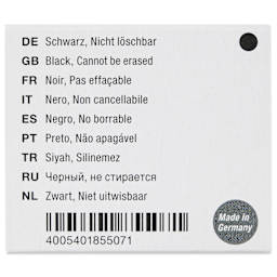 Faber-Castell Fountain Pen Cartridges - Brilliant Black, Pkg of 6 - back of packaging