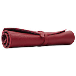 Girologio 10 Pen Leather Roll - Crimson Ember, strapped