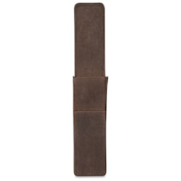 Girologio 2 Leather Pen Case - Bomber Brown, magnetic flap raised