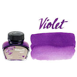 Pelikan 4001 Fountain Pen Ink - Violet, bottle and swatch