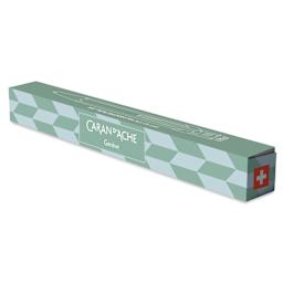 Caran d'Ache Special Edition Mosaic 849 Ballpoint Pen - Winter Green, angled view of packaging