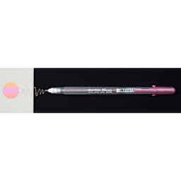 Sakura Gelly Roll Shimmer Pen - Pink pen with swatch on white and black background