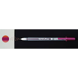 Sakura Gelly Roll Shimmer Pen - Red Violet pen with swatch on white and black background
