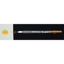 Sakura Gelly Roll Shimmer Pen - Copper pen with swatch on white and black background