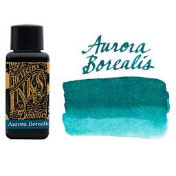 Diamine Fountain Pen Ink - Aurora Borealis, 30 ml bottle with swatch