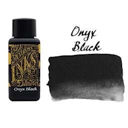 Diamine Fountain Pen Ink - Onyx Black, 30 ml bottle with swatch