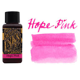 Diamine Fountain Pen Ink - Hope Pink, 30 ml bottle with swatch
