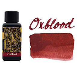 Diamine Fountain Pen Ink - Oxblood, 30 ml bottle with swatch