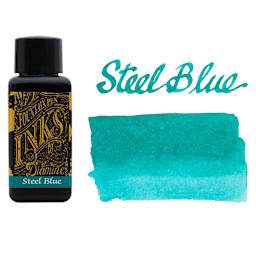 Diamine Fountain Pen Ink - Steel Blue, 30 ml bottle with swatch