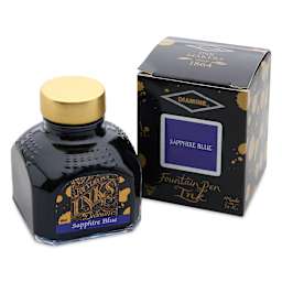 Diamine Fountain Pen Ink - Sapphire Blue, 80 ml bottle and packaging