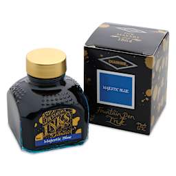 Diamine Fountain Pen Ink - Majestic Blue, 80 ml bottle and packaging