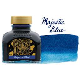Diamine Fountain Pen Ink - Majestic Blue, 80 ml bottle with swatch