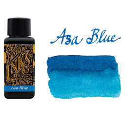 Diamine Fountain Pen Ink - Asa Blue, 30 ml bottle with swatch