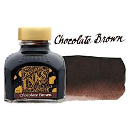 Diamine Fountain Pen Ink - Chocolate Brown, 80 ml bottle with swatch